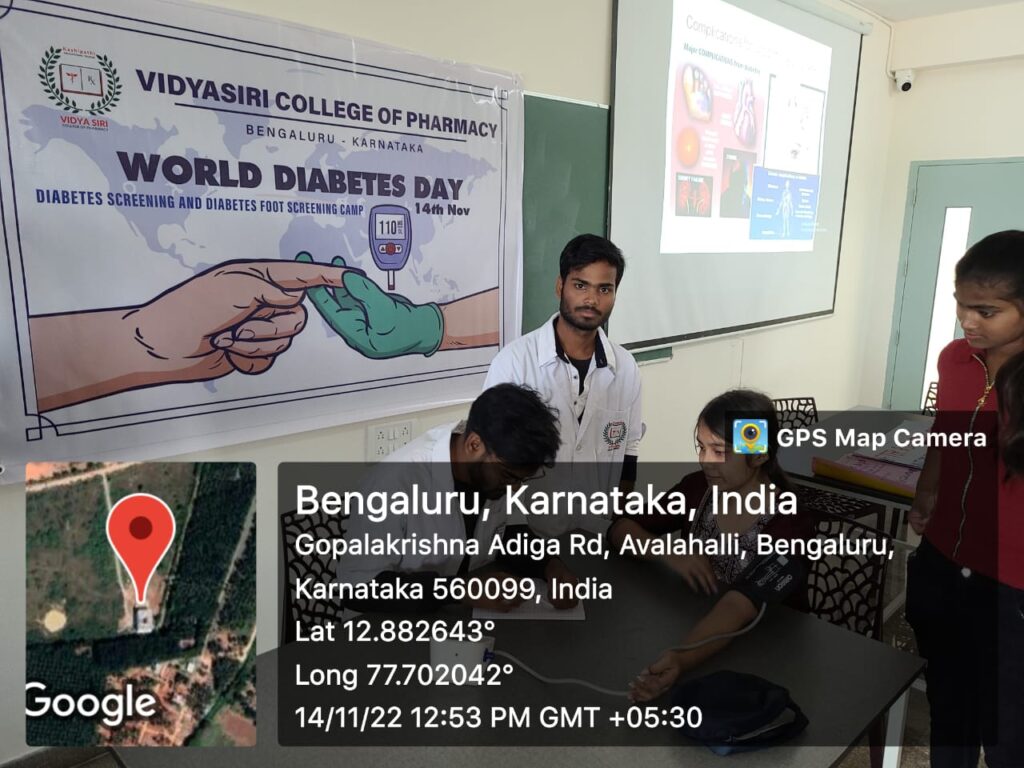 Vidya Siri College of Pharmacy Celebrates World Diabetes Day with Community Service
