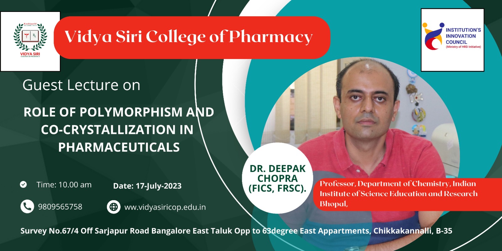 Inspiring Collaboration: Dr. Deepak Chopra and Vidya Siri College of Pharmacy