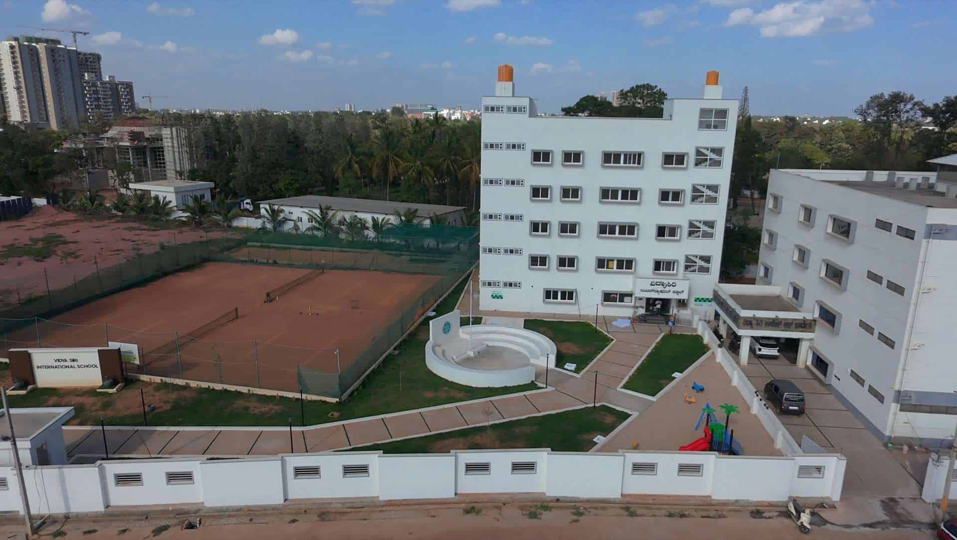 VSCP campus aerial view showing academic block and grounds